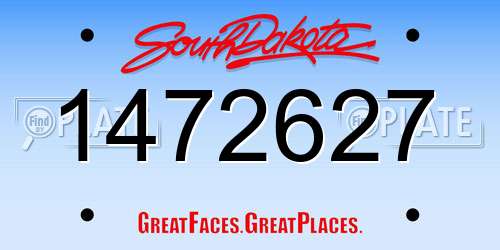 1472627 South Dakota License Plate