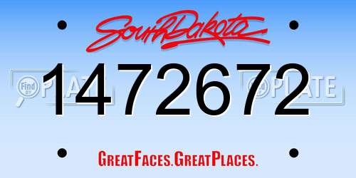 1472672 South Dakota License Plate