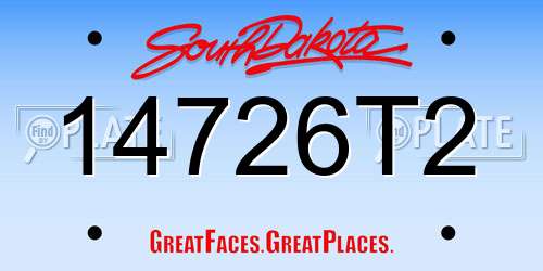 14726T2 South Dakota License Plate