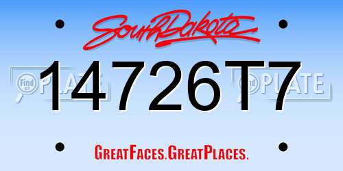 14726T7 South Dakota License Plate