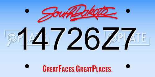 14726Z7 South Dakota License Plate
