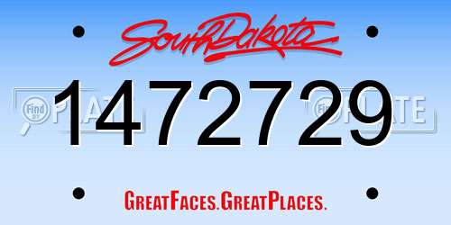 1472729 South Dakota License Plate