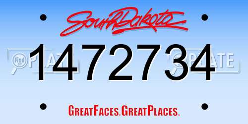 1472734 South Dakota License Plate