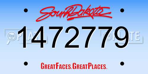 1472779 South Dakota License Plate