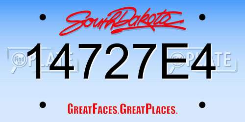14727E4 South Dakota License Plate