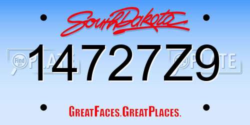 14727Z9 South Dakota License Plate
