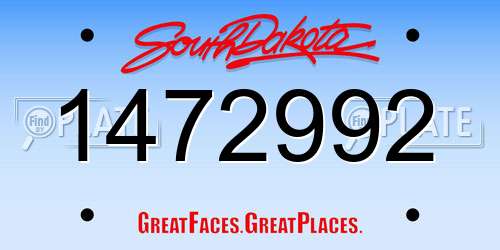 1472992 South Dakota License Plate