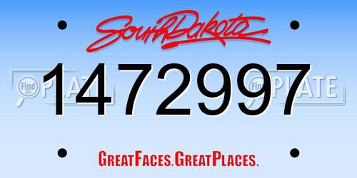 1472997 South Dakota License Plate