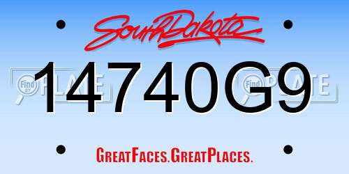 14740G9 South Dakota License Plate