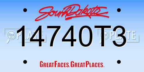14740T3 South Dakota License Plate