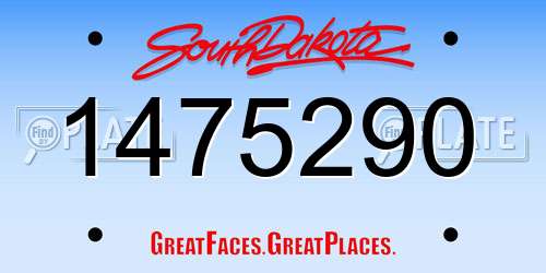 1475290 South Dakota License Plate