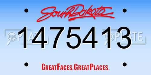 1475413 South Dakota License Plate