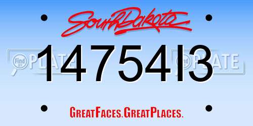 14754I3 South Dakota License Plate