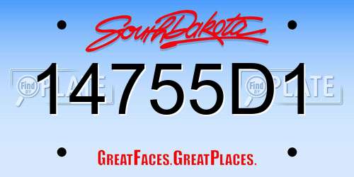 14755D1 South Dakota License Plate