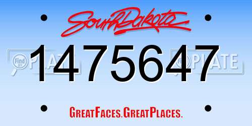 1475647 South Dakota License Plate