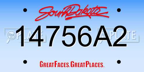 14756A2 South Dakota License Plate