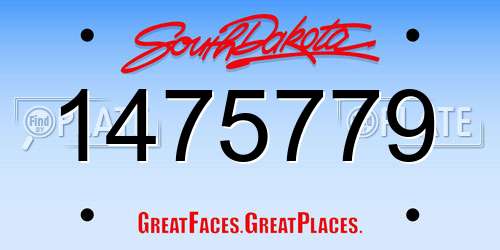 1475779 South Dakota License Plate