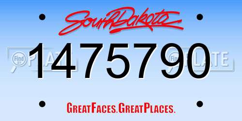 1475790 South Dakota License Plate
