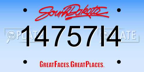 14757I4 South Dakota License Plate