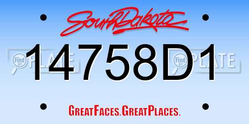 14758D1 South Dakota License Plate