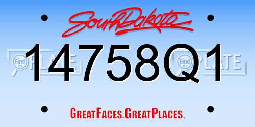 14758Q1 South Dakota License Plate