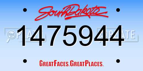 1475944 South Dakota License Plate
