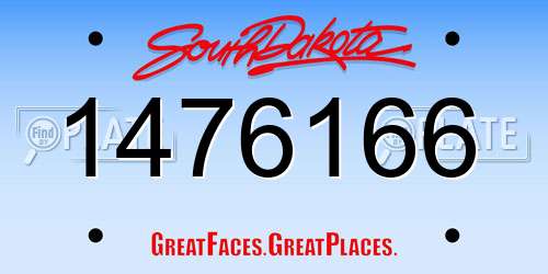 1476166 South Dakota License Plate