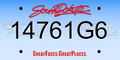 14761G6 South Dakota License Plate