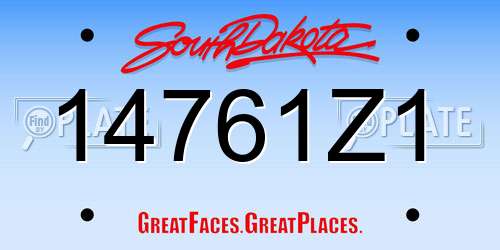 14761Z1 South Dakota License Plate