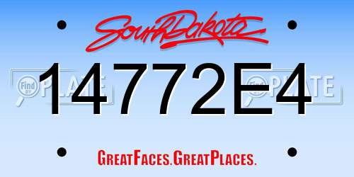 14772E4 South Dakota License Plate