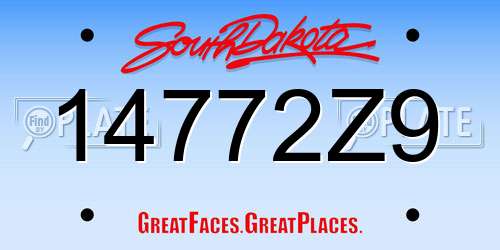 14772Z9 South Dakota License Plate