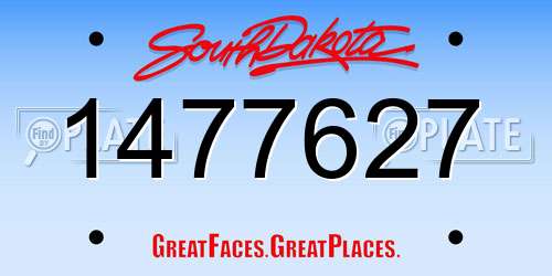 1477627 South Dakota License Plate