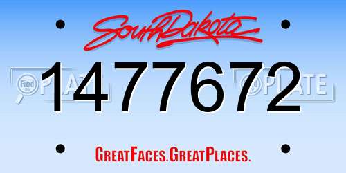 1477672 South Dakota License Plate