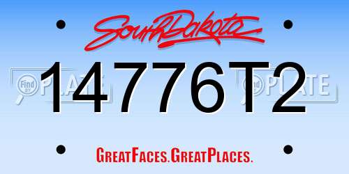 14776T2 South Dakota License Plate