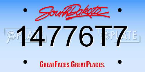 14776T7 South Dakota License Plate