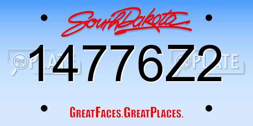 14776Z2 South Dakota License Plate