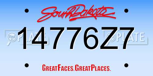 14776Z7 South Dakota License Plate