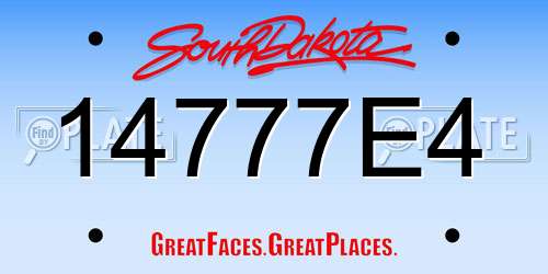 14777E4 South Dakota License Plate