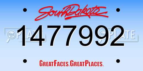 1477992 South Dakota License Plate