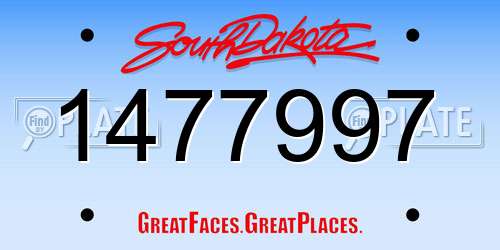 1477997 South Dakota License Plate