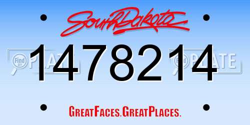 1478214 South Dakota License Plate
