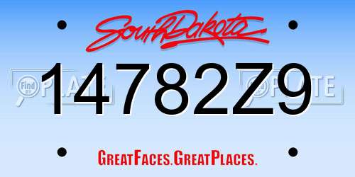 14782Z9 South Dakota License Plate