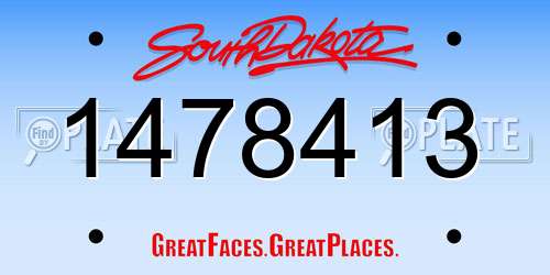 1478413 South Dakota License Plate
