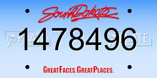1478496 South Dakota License Plate
