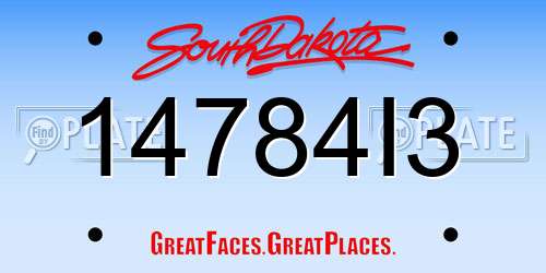 14784I3 South Dakota License Plate