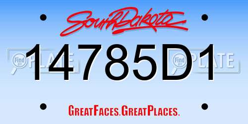 14785D1 South Dakota License Plate