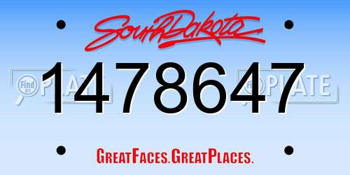 1478647 South Dakota License Plate