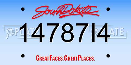 14787I4 South Dakota License Plate