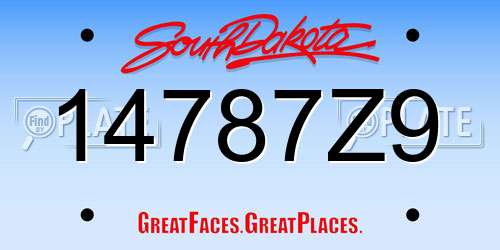 14787Z9 South Dakota License Plate