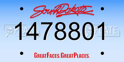 1478801 South Dakota License Plate